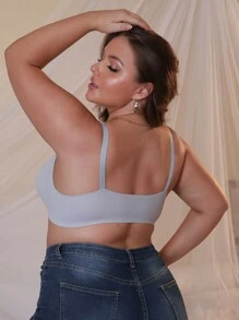 3 peças sutiãs plus size cor sólida confortável sem fio sem costura lingerie com bojo removível