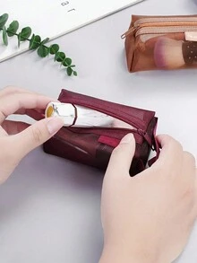 1 件小型随身携带包、化妆包、数码包、网状外层可容纳多个随身携带小物品多色移动电源旅行旅行包便携式充电器充电器盒学校大学返校耳机盒电缆包电子包宿舍电缆整理器家庭露营 - 多色 - 查看 6