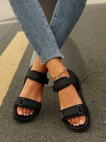 女士轻便透气舒适休闲夏季户外沙滩运动凉鞋，柔软泡沫材料，不可调节脚踝带