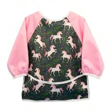 1 pieza Babero de manga larga, baberos impermeables para niños pequeños, lavables a máquina, babero de manga larga a prueba de tirones de tela impermeable para bebés y niños pequeños | Ajuste ajustable para edades de 6 a 24 meses - Multicolor - Ver 18