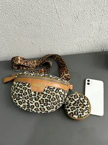 Chic Casual Leopard Print Shoulder Crossbody Bag Versatile With Mini Pouch Multi-Function Chest & Waist Bag For Travel Essential, Cheetah Print Bag For Women Leopard Comeback, New Fall Winter Tiger Print Bag For Women