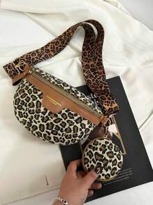 Chic Casual Leopard Print Shoulder Crossbody Bag Versatile With Mini Pouch Multi-Function Chest & Waist Bag For Travel Essential, Cheetah Print Bag For Women Leopard Comeback, New Fall Winter Tiger Print Bag For Women