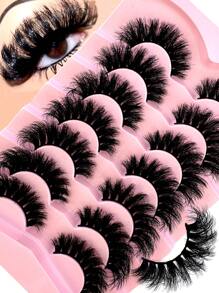 LYBCG 7Pairs Cosplay Manga Cat Eye Lashes Of Natural Cross Full False Eyelashes Thick Curling 8D Fluffy Eyelashes For Party Use Manga Eyelashes Travel Essentials - 濃密款 - 查看 1