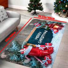 1 tấm thảm Giáng sinh vui vẻ 2024 với thiết kế ông già Noel và tuyết, quà tặng Giáng sinh, thảm phòng khách, thảm trang trí nhà cửa - Nhiều màu - Xem 4