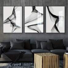 3pcs/Set Nordic Black And White Abstract Art Canvas Posters For Home Decor - Perfect For Hotel, Living Room, Bedroom - Frameless Wall Pictures For Stylish And Elegant Decor, Modern Western Home Decor , Posters For Room, Maximalist Wall Decor , Funky Room Decor Aesthetic, Room Decoration Stuff