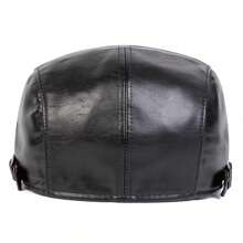 1pc Men's PU Leather Patchwork Newsboy Cap Warm Casual Hat, Suitable For Outdoor, Business, Party In Autumn/Winter - Multicolor - View 5