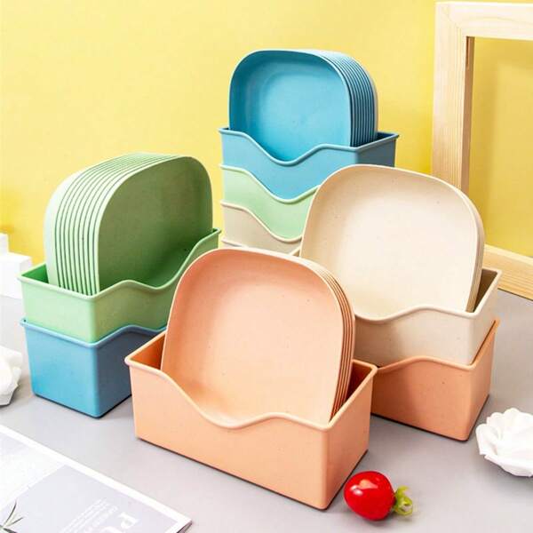 10pcs Plastic Chip & Dip Serving Set - Multi-Functional Snack, Fruit & Appetizer Plates With Base