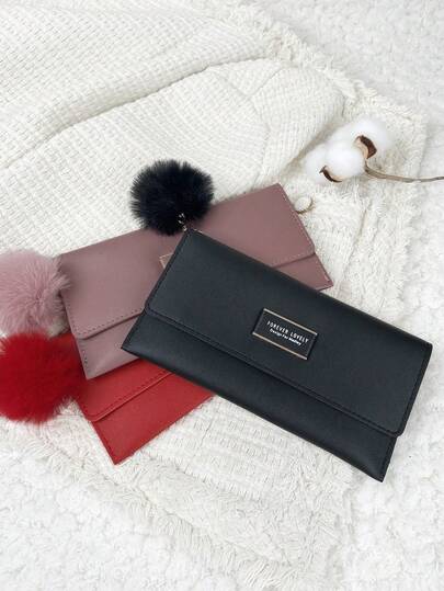 折叠毛球钱包 女士 时尚 现代 商务 超薄 便携 多功能 大容量 信用卡 拉链 身份证 现金存储 商务休闲 完美 学校 大学 工作 商务通勤 教师节 返校 假期 办公室 生日 情人节 礼物 女士 女性 白领 大学生 书包 学校用品 宿舍 & 返校 高品质 女士真皮 钱包 钱包 长款钱包