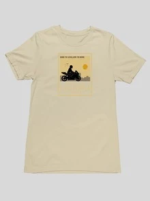 Men's T-Shirt Original Print Motocycle California Basic Knit 100% Cotton Short Sleeve Casual - 米色 - 查看 2