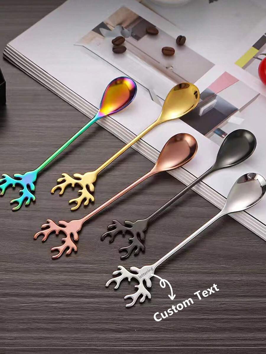 1 chiếc thìa tuần lộc bằng thép không gỉ khắc quà tặng Giáng sinh, đồ dùng nhà bếp khắc cá nhân - 1 nắm - Xem 1