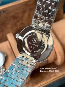 1pc Pablo Raez Women's Fashion Jewelry Watch, Premium AAA Grade Women's Wristwatch, Famous Brand New Luxury Silver & Gold Color, Resistant To Oxidation, Suitable For Party & Daily Wear, Stainless Steel Heavy Bracelet, 50m Waterproof, Simple Elegant Diamond Quartz Watch, Suitable For Daily Use, Teacher Gift, Mother's Day Or Girlfriend Birthday Graduation Wedding Gift - one-size - View 12