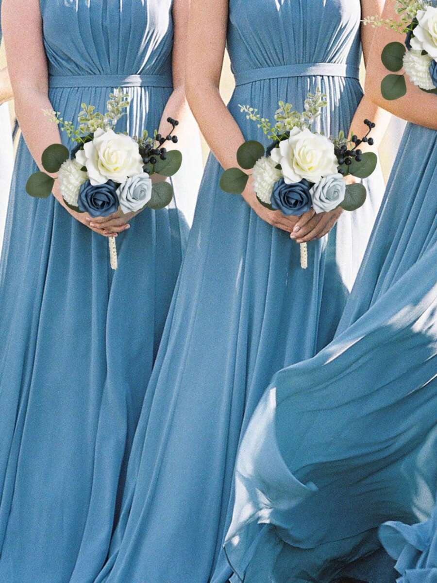 2 PCS Wedding Bouquets For Bridesmaids Artificial Flowers Bridesmaids Silk Bouquets Rustic Small Wedding Floral Centerpieces For Party Ceremony Marriage Proposal Dinning Table Decor Party Favors Room Decor
