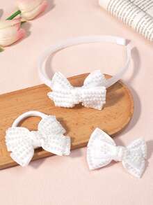 3 件套简约白色头带和发夹套装，用途广泛 - 白色 - 查看 5