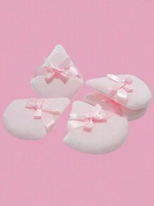 Set de 5/10/20/50 piezas de Esponja de Maquillaje en Forma de Triángulo con Decoración de Lazo para Polvo Suelto y en Polvo Mineral (Color Rosa)