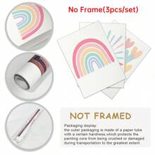 3pcs Pink Framed Canvas Wall Art For Room, Rainbow Wrapped Canvas, Girls Bedroom, Nursery Decor, Boho Pink Sunshine Painting, Suitable For Classroom, School, Kindergarten Decoration, Poster Gift, Birthday Graduation - Multicolor - View 11