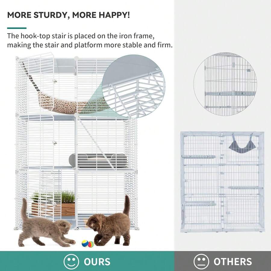 Indoor Cat Playpen With Extra Large Hammock, Spacious Cat Cage For Cats