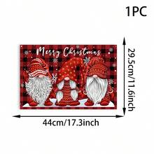 1/4/6 piezas Manteles individuales con tema navideño, Cuadros grises con árbol de arándanos y 3 gnomos, Cabeza de muñeco de nieve navideño, Aplicable para decoración de fiesta de Navidad, decoración de reunión navideña, decoración de mesa
