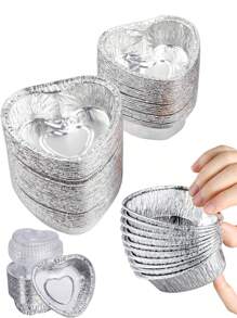 15/20/25/30/35 piezas Moldes para pasteles con forma de corazón para el Día de San Valentín, moldes grandes de aluminio con forma de corazón para magdalenas/cupcakes con tapas, tazas para tartas y pasteles desechables para hornear postres para bodas y cumpleaños