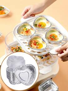 15/20/25/30/35 piezas Moldes para pasteles con forma de corazón para el Día de San Valentín, moldes grandes de aluminio con forma de corazón para magdalenas/cupcakes con tapas, tazas para tartas y pasteles desechables para hornear postres para bodas y cumpleaños