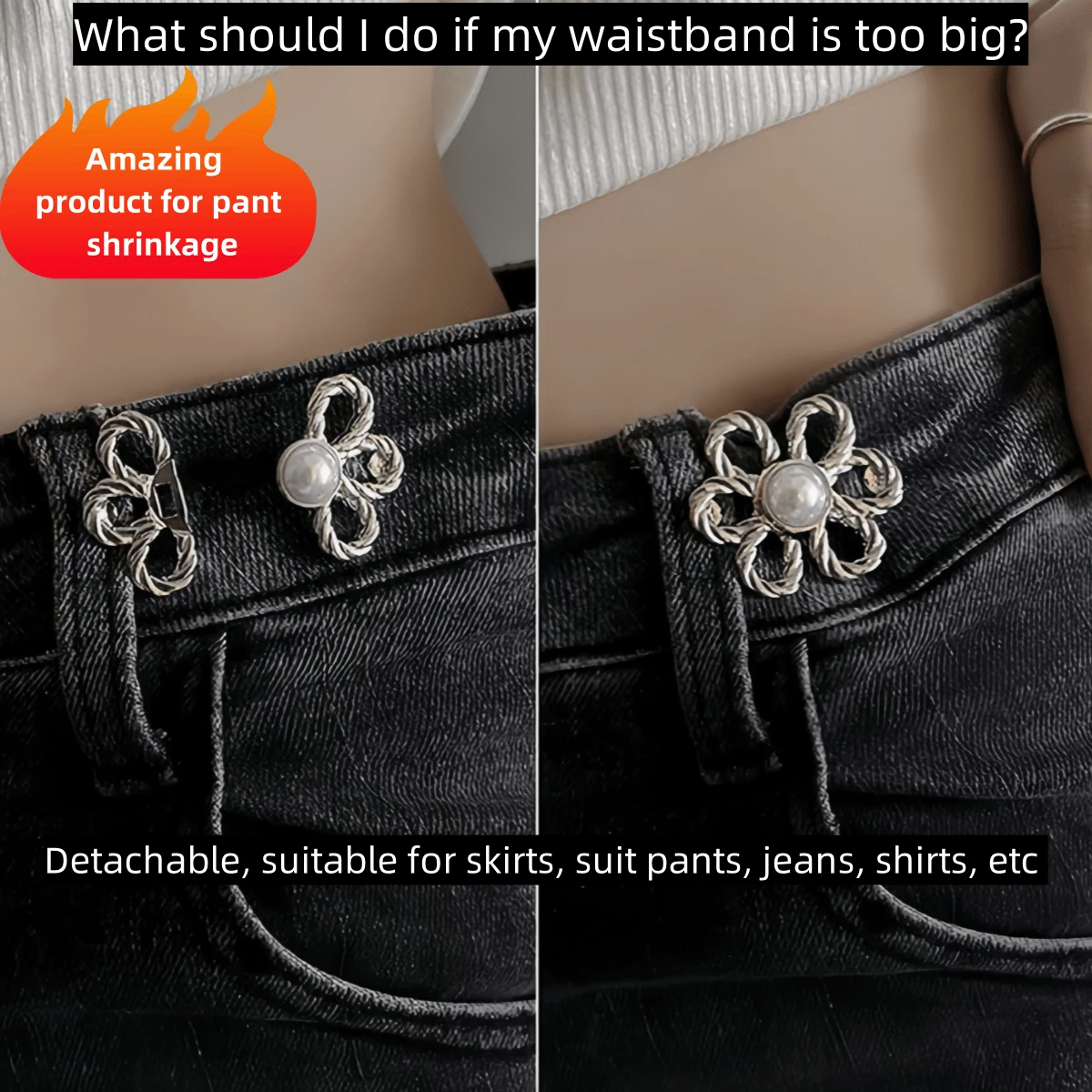 1pc Flower Waistband Tightener Adjustable Waistband Buckle Fashion