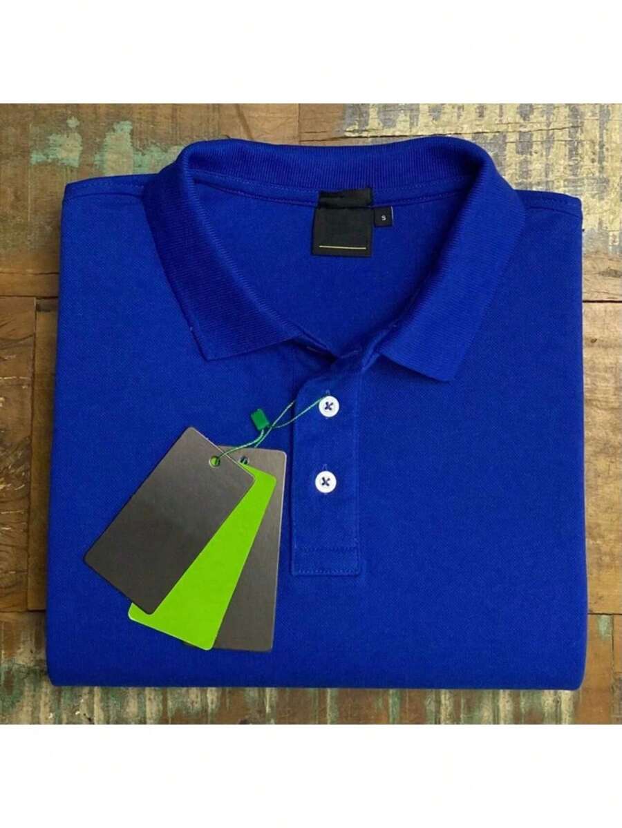 Polo Collar Plus Size Special Sizes S M L XL Basic Men's - 藍色 - 查看 1