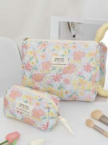 Túi đựng mỹ phẩm họa tiết hoa dung tích lớn có tay cầm, đựng dụng cụ làm đẹp di động, túi đựng đồ trang điểm cho nữ, túi đựng đồ vệ sinh cá nhân khi đi du lịch, túi đựng đồ trang điểm chần hoa, túi đựng mỹ phẩm du lịch, túi đựng đồ vệ sinh cá nhân khi đi du lịch, túi đựng mỹ phẩm cầm tay, túi đựng son môi, hộp đựng bút chì, túi đựng bút - Nhiều màu - Xem 5