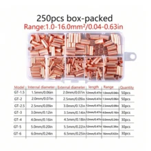 250pcs/Box Copper GT Connector Pipe 1-6mm - Bronze - View 2