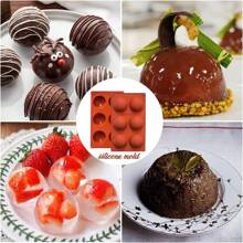 Molde de silicona de 6 cavidades en forma de semiesfera para hacer bombas de chocolate caliente, pasteles, gelatina y mousses en forma de domo para fiestas navideñas, herramientas de cocción para hornear