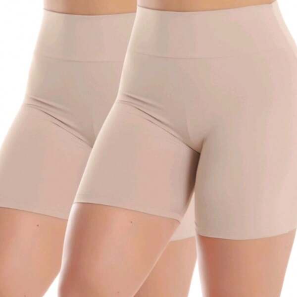 Kit 2 Short Cós Alta Qualidade Segunda Pele Bermuda Anágua Liso Feminina