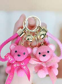1pc Bow Tie Teddy Bear Keychain Pendant, Delicate & Cute Cartoon Car Key Chain, Suitable As Gift, Wallet, Backpack, Keyring And Bag Charm, Daily Use, Holiday & Birthday Gift - Multicolor - View 2
