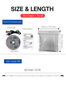 ONELEDWANGRX 1 个智能 APP 控制 LED 灯带，1m-15M/3.3ft-50ft 灯 USB 5v 供电柔性发光二极管，RGB 灯带用于电视背光，随音乐同步变色，用于电视电脑背光装饰灯卧室客厅派对氛围装饰 - 白色 - 查看 17