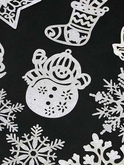 (20pcs/Pack)Christmas Decoration Hollow Out Sparkling Snowflake Pendant Christmas Tree Pendant Party Decoration Pendant