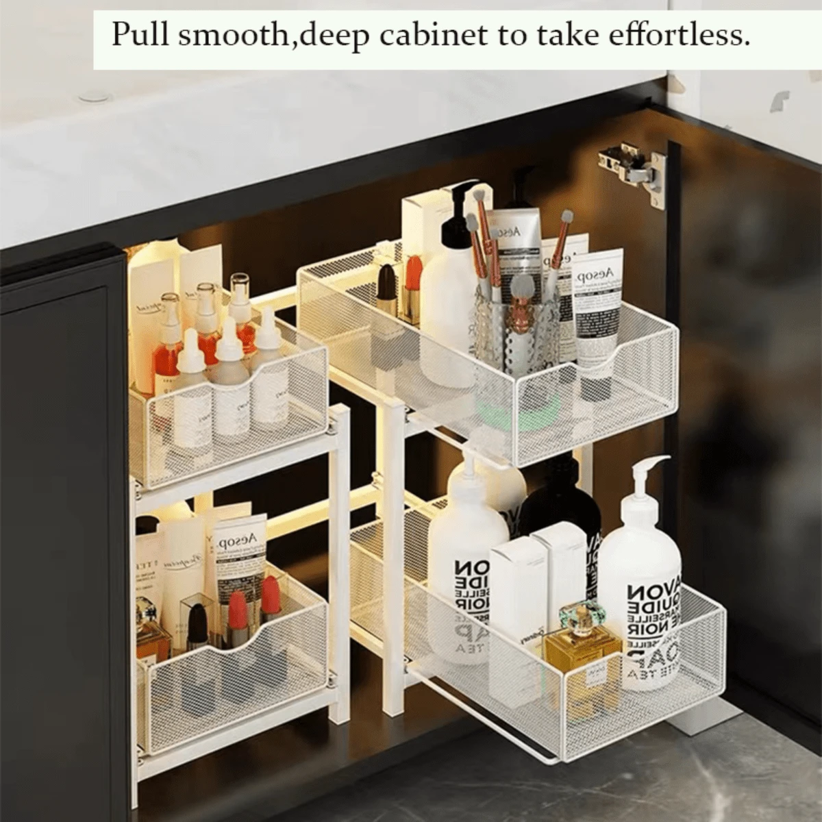 Bathroom Sink Shelf Desktop Sliding Drawer Organizer Rack For