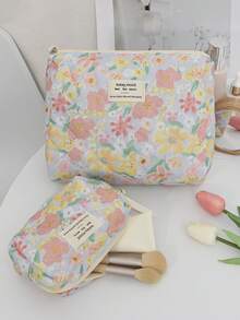 Túi đựng mỹ phẩm họa tiết hoa dung tích lớn có tay cầm, đựng dụng cụ làm đẹp di động, túi đựng đồ trang điểm cho nữ, túi đựng đồ vệ sinh cá nhân khi đi du lịch, túi đựng đồ trang điểm chần hoa, túi đựng mỹ phẩm du lịch, túi đựng đồ vệ sinh cá nhân khi đi du lịch, túi đựng mỹ phẩm cầm tay, túi đựng son môi, hộp đựng bút chì, túi đựng bút - Nhiều màu - Xem 13