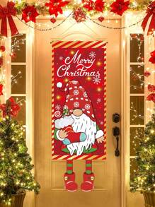 1pc New Christmas Design Polyester Hanging Flags, Perfect Decoration Family Christmas 2025 New Year Party Room Wall Background, Merry Christmas 2025 New Year Gift Door Curtain Decoration Background Banner,Christmas