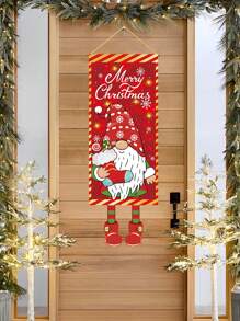 1pc New Christmas Design Polyester Hanging Flags, Perfect Decoration Family Christmas 2025 New Year Party Room Wall Background, Merry Christmas 2025 New Year Gift Door Curtain Decoration Background Banner,Christmas