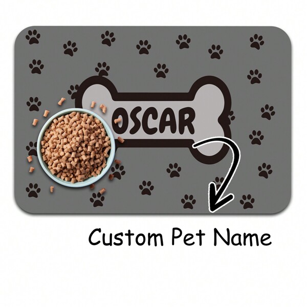 Personalized Dog Cat Food Mat PU Non-Slip At The Bottom Dog Bowl Mat Dog Mat For Food And Water Custom Pet Dog Food Mats For Floors Waterproof Home Bathroom Decor Fall Decor Back To School