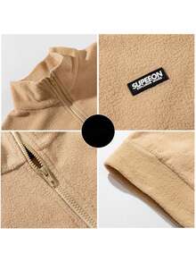 Nueva lista de otoño e invierno nuevos hombres de color sólido shaker suéter cómodo cálido medio abierto placket zip cuello de manga larga suéter unisex viento de la moda casual tops - Negro - Ver 5