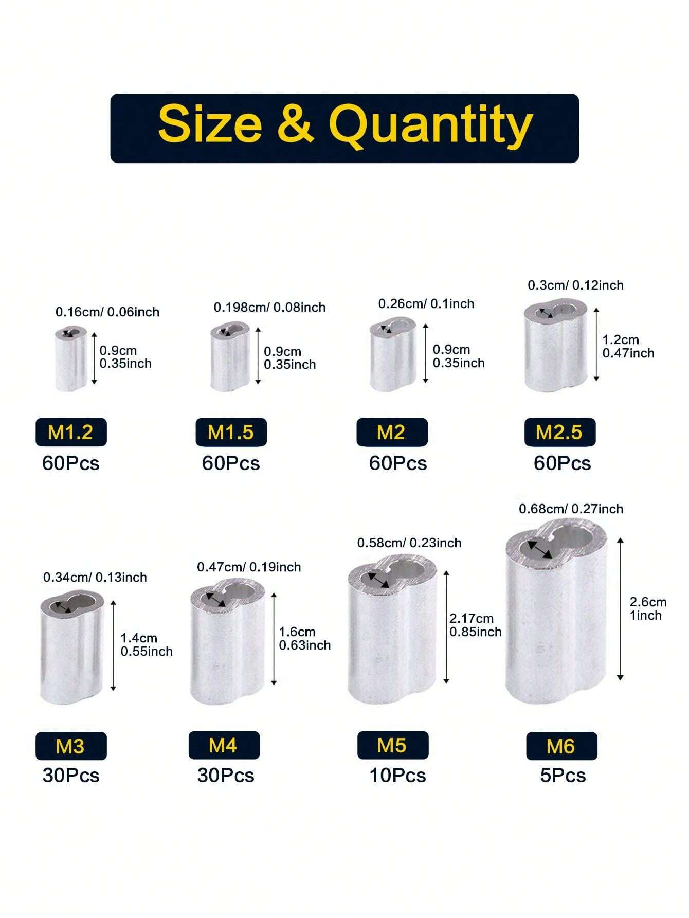 Manicotti A Crimpare Per Funi | 100 Pezzi In Alluminio - Foto 12