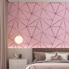 Pink Geometric Adhesive Wallpaper With Rose Gold - 粉紅色的 - 查看 3