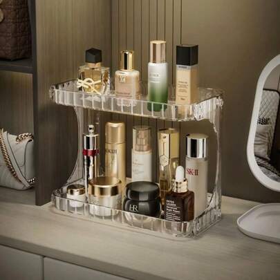 Organizador Prateleira Diamante Acrílico Porta Maquiagem Organização de Cosméticos Beleza linhas 2 Andares