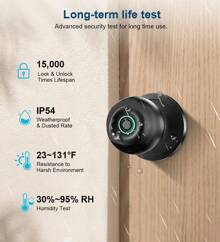 Smart Door Knob, Fingerprint Door Lock, Smart Lock Biometric Door Lock Fingerprint Door Knob With Tuya App Control, Suitable For Bedroom,Cloakroom,Apartments Offices,Hotels - 黑色 - 查看 4
