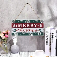 1 đồ trang trí treo biển báo Giáng sinh đơn giản, đồ trang trí Giáng sinh bằng gỗ có dây thừng, thích hợp cho trang trí nhà cửa, cửa sổ, tường, trang trại trong nhà - Nhiều màu - Xem 8