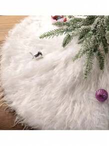 1 pieza Falda esponjosa para árbol de Navidad, falda de tela blanca, fiesta de Navidad alegre, decoración de árbol de Navidad, mejor regalo de cumpleaños, decoración del hogar, decoraciones navideñas, decoración de habitación, decoraciones navideñas de invierno, regalos de Navidad, decoración navideña - Blanco - Ver 11