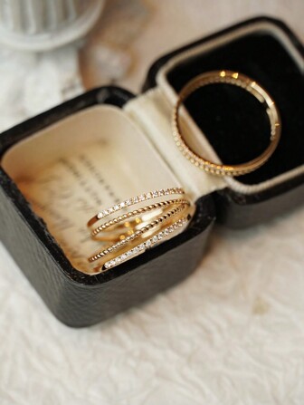  1pc 18K Gold Plated Double Layer CZ & Round Pearl Ring, S925 Sterling Silver Women's Daily Wear Finger Ring, Fashionable Design