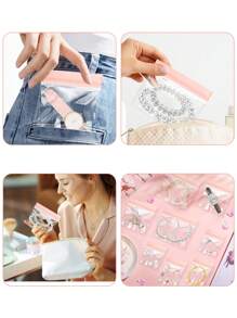 Linkstyle 8pcs Clear EVA Jewelry Storage Bags, Anti Tarnish Jewelry Bags, Mini Small Bags For Jewelry Ring Earring Chain Bracelet (4 Sizes) - Pink - View 5