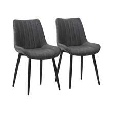 CLIPOP Dining Chairs Set Of 2 Faux Leather Kitchen Chair With Padded Back And Metal Legs, Soft Seat Reception Chair For Living Room Corner - Grey - View 1