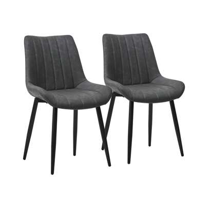 CLIPOP Dining Chairs Set Of 2 Faux Leather Kitchen Chair With Padded Back And Metal Legs, Soft Seat Reception Chair For Living Room Corner