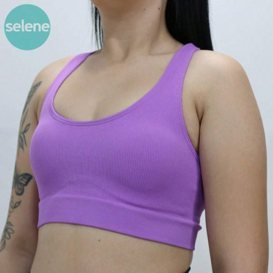 Selene Academia Sport Fitness Seamless Ribbed Top - 紫丁香色 - 查看 1