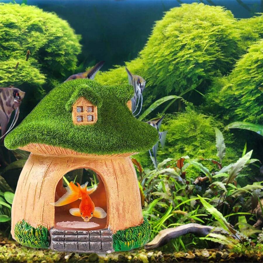 Fish Tank Decorations, High Quality Resin Moss And Mushroom Aquarium